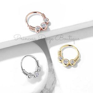 Coiled Wire Bendable Hoop Rings For Septum, Ear, Cartilage and Diath